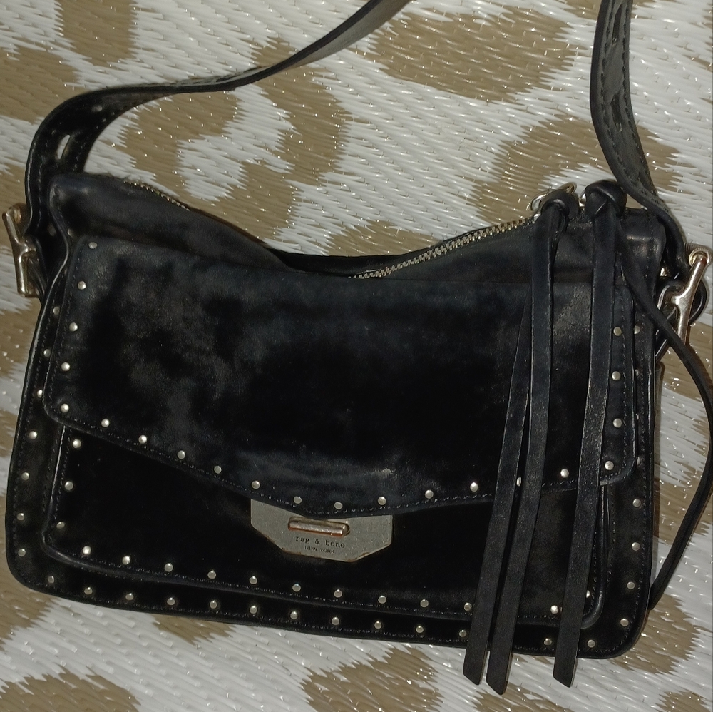 Black Studded Suede Bag